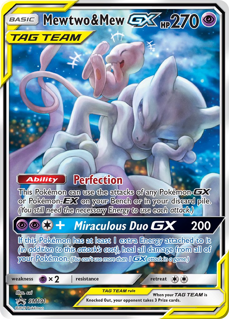 (191) Pokemon TCG SM Black Star Promos Single: Mewtwo & Mew GX Promo
