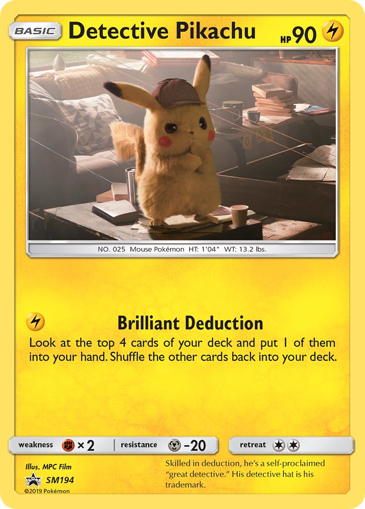 (194) Pokemon TCG SM Black Star Promos Single: Detective Pikachu Promo