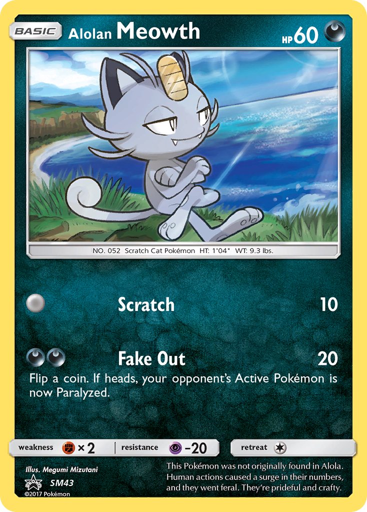 (043) Pokemon TCG SM Black Star Promos Single: Alolan Meowth Promo