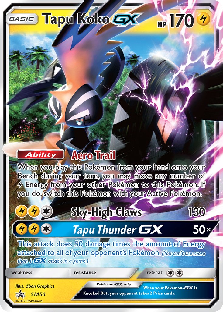(050) Pokemon TCG SM Black Star Promos Single: Tapu Koko GX Promo