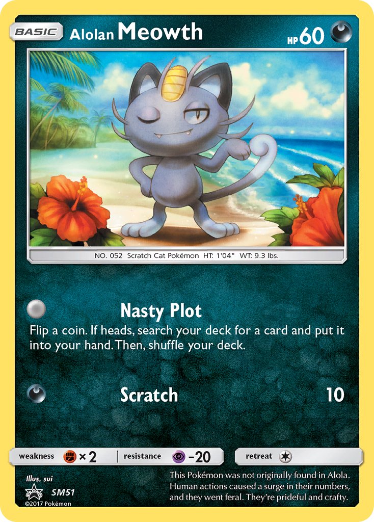 (051) Pokemon TCG SM Black Star Promos Single: Alolan Meowth Promo
