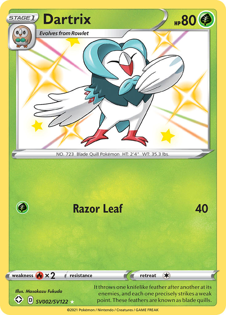 (SV002/SV122) Pokemon TCG Shining Fates Single: Dartrix Secret Rare