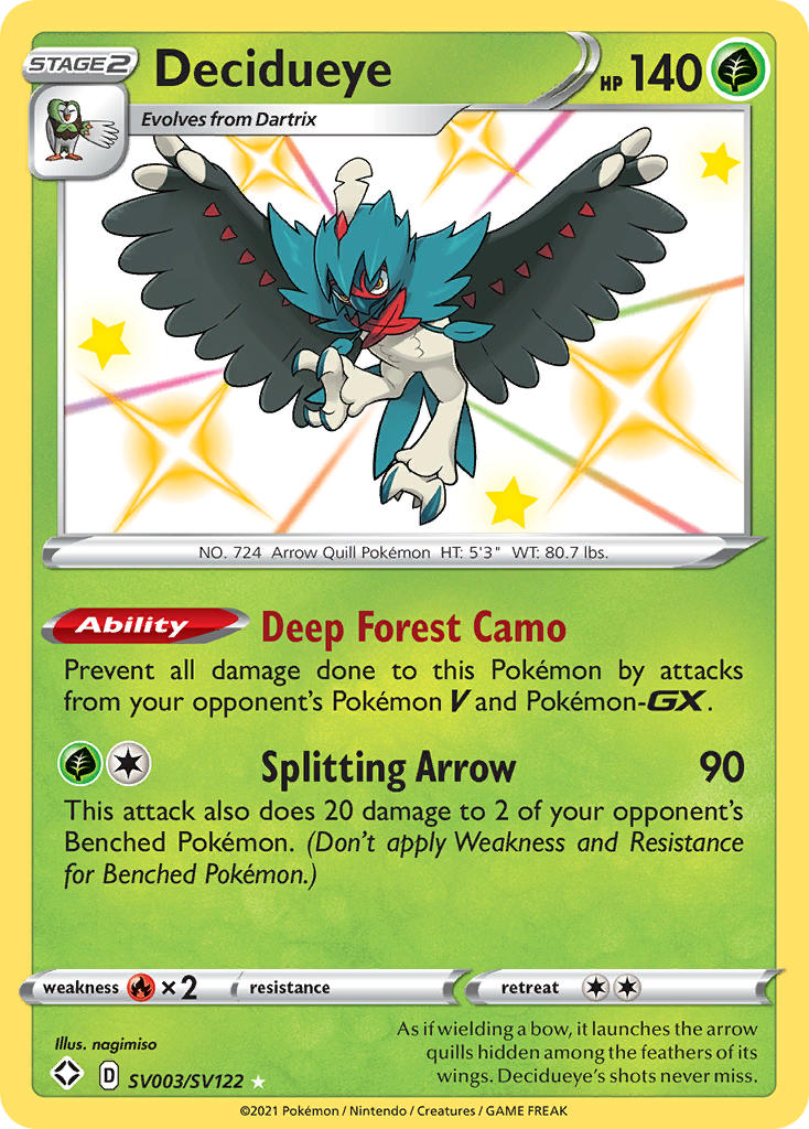 (SV003/SV122) Pokemon TCG Shining Fates Single: Decidueye Secret Rare