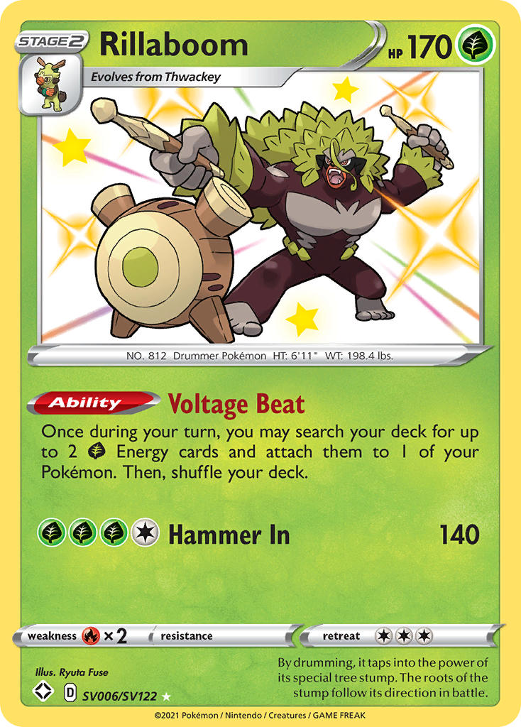 (SV006/SV122) Pokemon TCG Shining Fates Single: Rillaboom Secret Rare