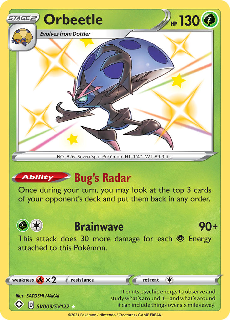 (SV009/SV122) Pokemon TCG Shining Fates Single: Orbeetle Secret Rare