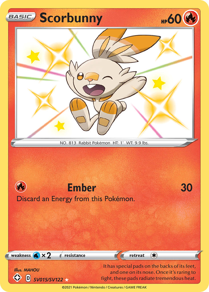 (SV015/SV122) Pokemon TCG Shining Fates Single: Scorbunny Secret Rare