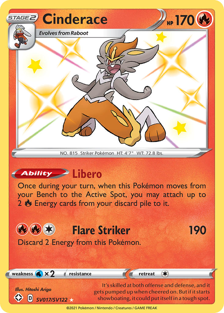 (SV017/SV122) Pokemon TCG Shining Fates Single: Cinderace Secret Rare