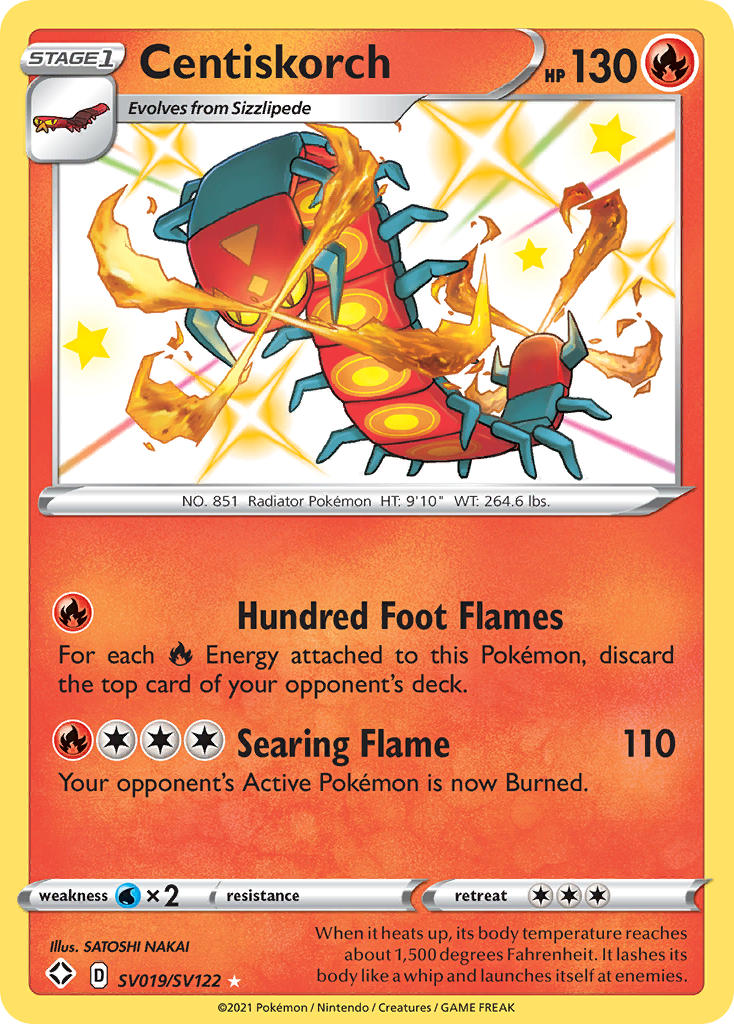 (SV019/SV122) Pokemon TCG Shining Fates Single: Centiskorch Secret Rare
