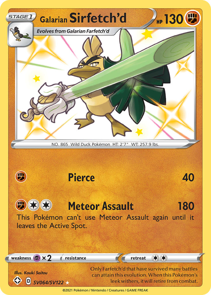 (SV064/SV122) Pokemon TCG Shining Fates Single: Galarian Sirfetch'd Secret Rare