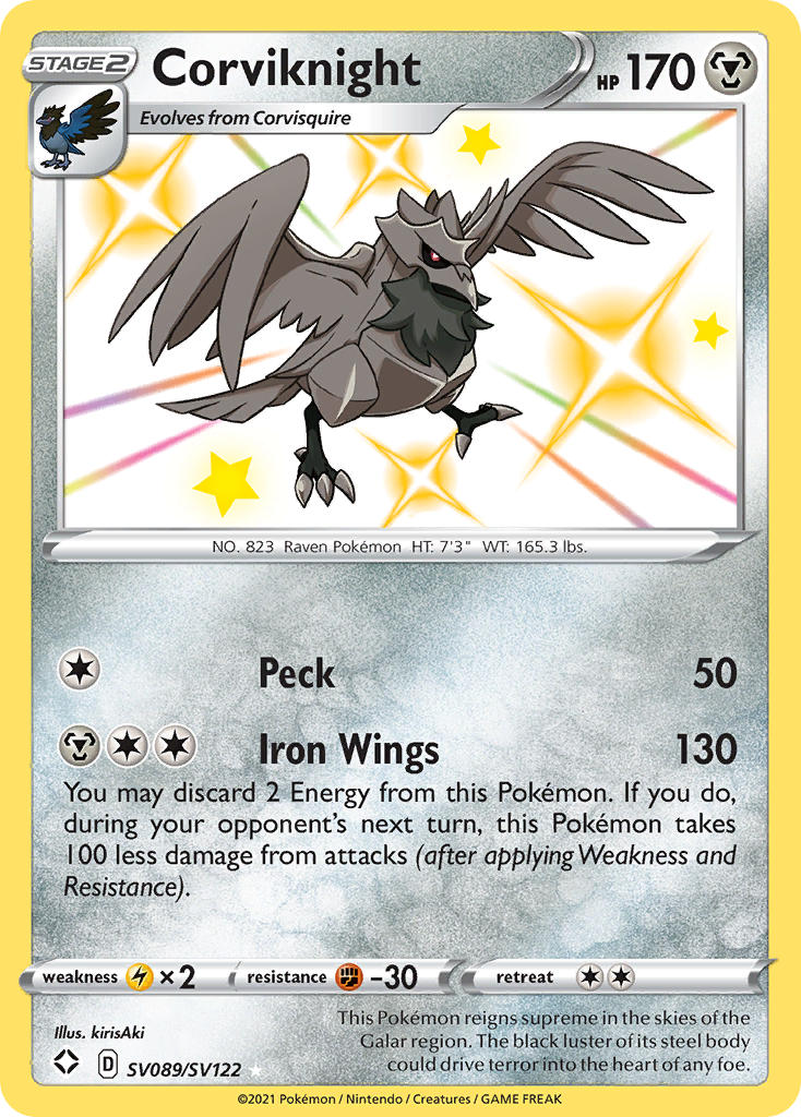 (SV089/SV122) Pokemon TCG Shining Fates Single: Corviknight Secret Rare