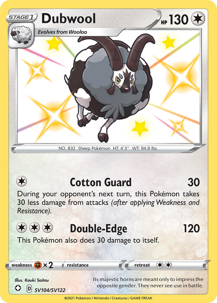 (SV104/SV122) Pokemon TCG Shining Fates Single: Dubwool Secret Rare