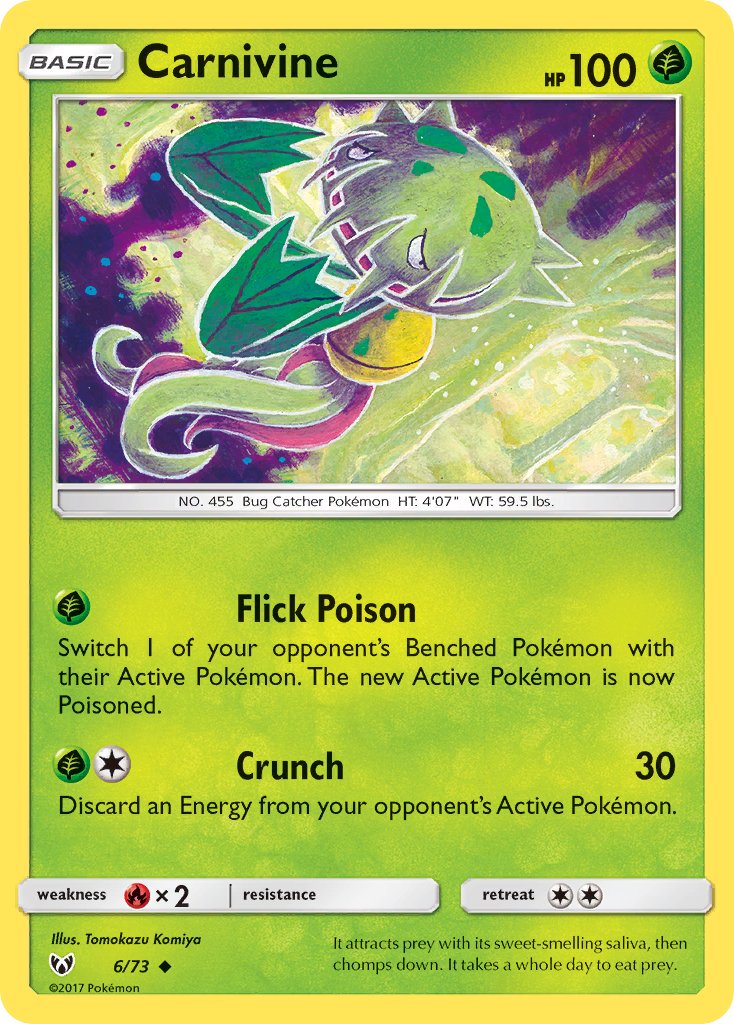 (006/73) Pokemon TCG Shining Legends Single: Carnivine Uncommon