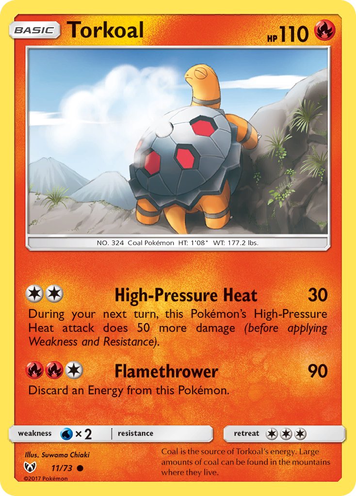 (011/73) Pokemon TCG Shining Legends Single: Torkoal Reverse Holo Common