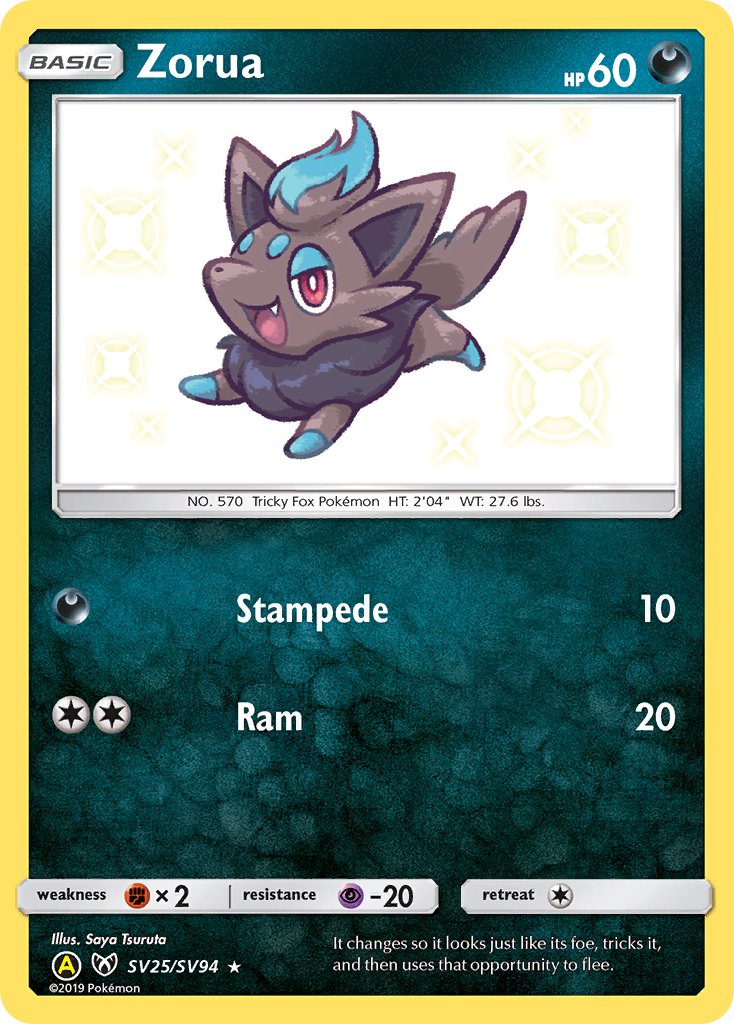 (SV025/SV094) Pokemon TCG Hidden Fates Single: Zorua Shiny Rare