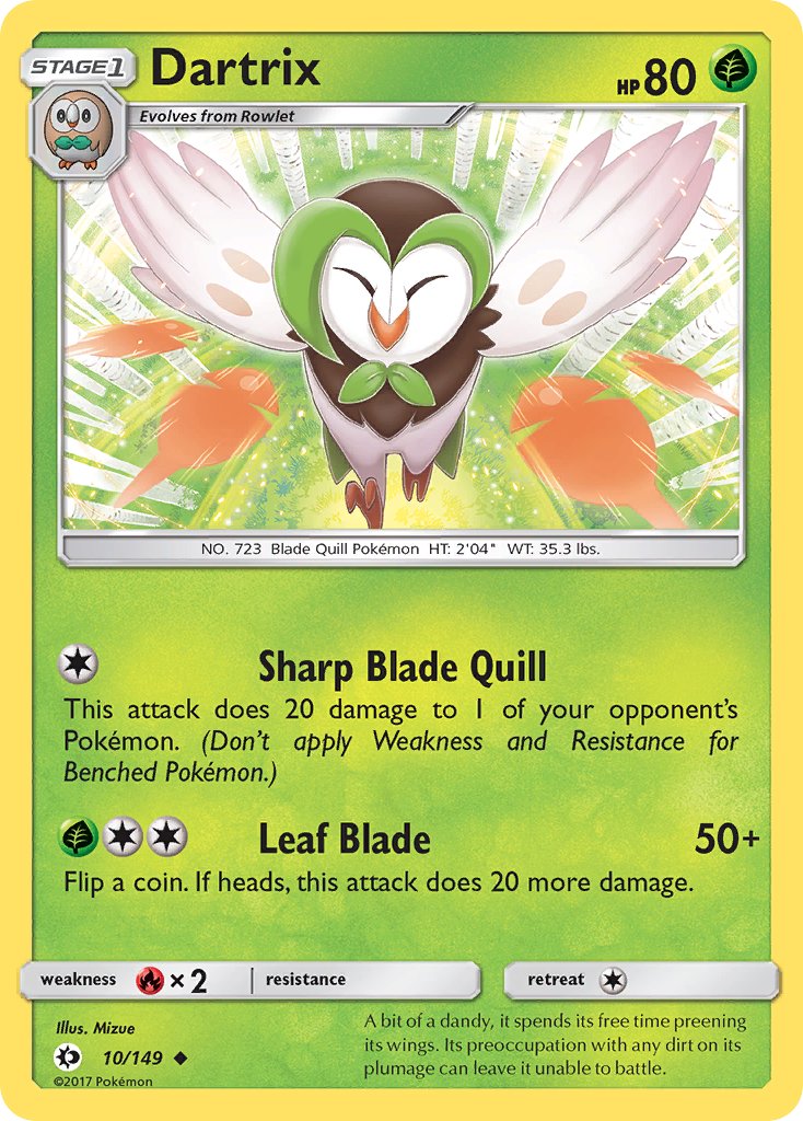 (010/149) Pokemon TCG Sun & Moon Single: Dartrix Reverse Holo Uncommon