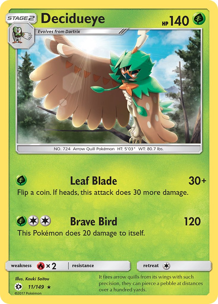 (011/149) Pokemon TCG Sun & Moon Single: Decidueye Reverse Holo Rare