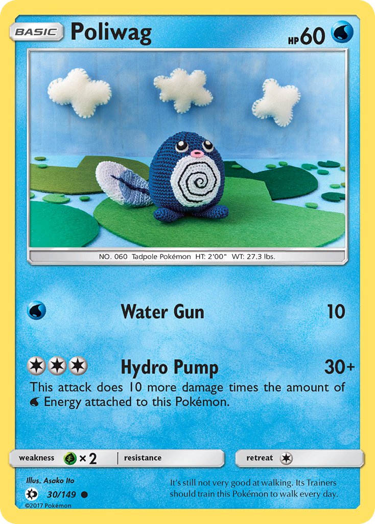 (030/149) Pokemon TCG Sun & Moon Single: Poliwag Reverse Holo Common