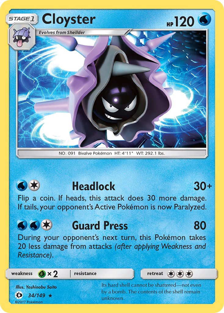 (034/149) Pokemon TCG Sun & Moon Single: Cloyster Rare