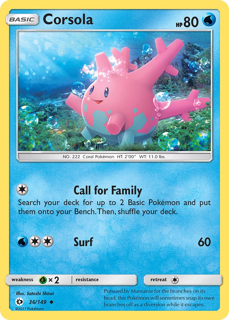 (036/149) Pokemon TCG Sun & Moon Single: Corsola Reverse Holo Uncommon