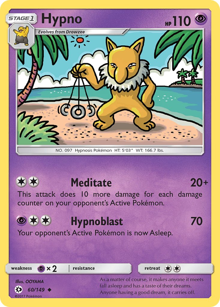 (060/149) Pokemon TCG Sun & Moon Single: Hypno Reverse Holo Uncommon