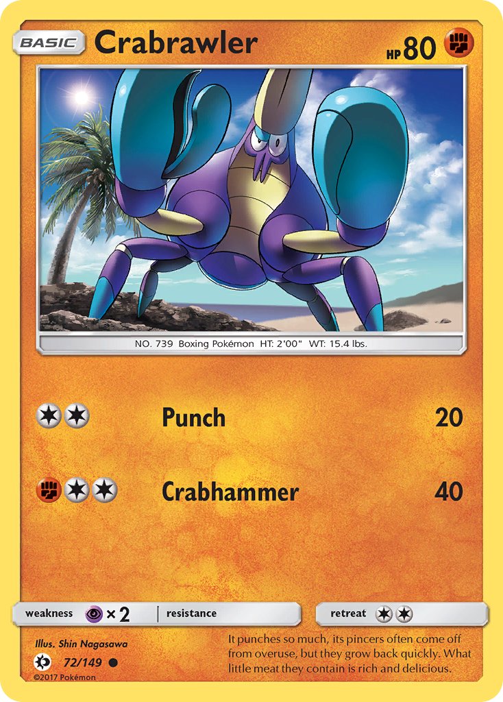 (072/149) Pokemon TCG Sun & Moon Single: Crabrawler Reverse Holo Common