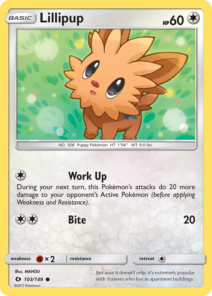 (103/149) Pokemon TCG Sun & Moon Single: Lillipup Reverse Holo Common