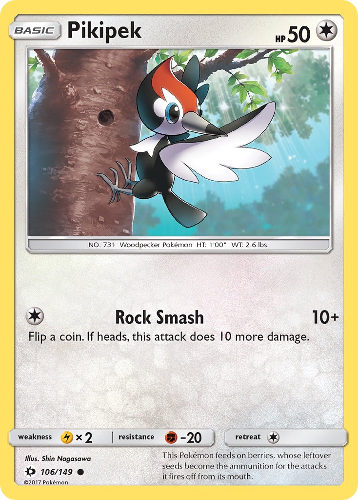 (106/149) Pokemon TCG Sun & Moon Single: Pikipek Reverse Holo Common