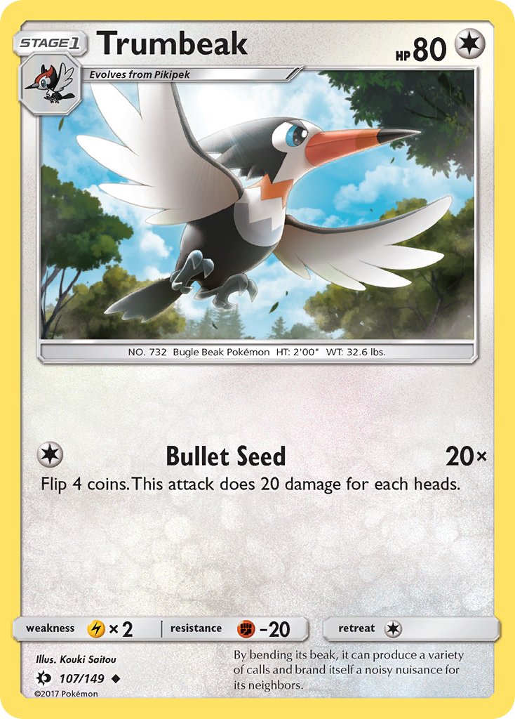 (107/149) Pokemon TCG Sun & Moon Single: Trumbeak Reverse Holo Uncommon