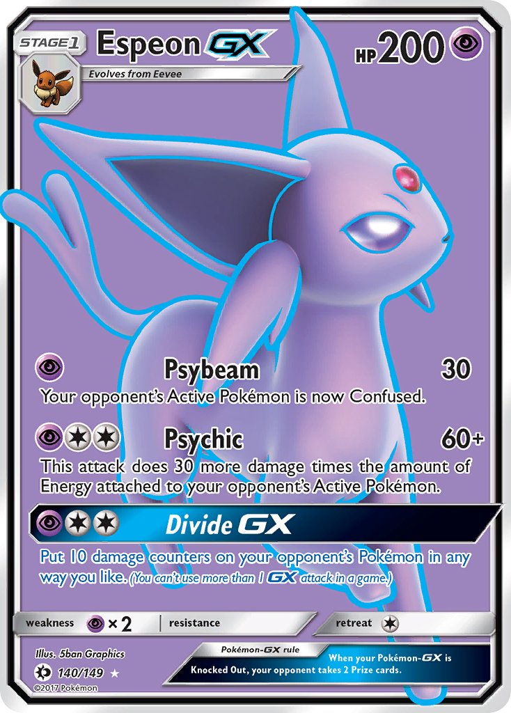 (140/149) Pokemon TCG Sun & Moon Single: Espeon GX Ultra Rare