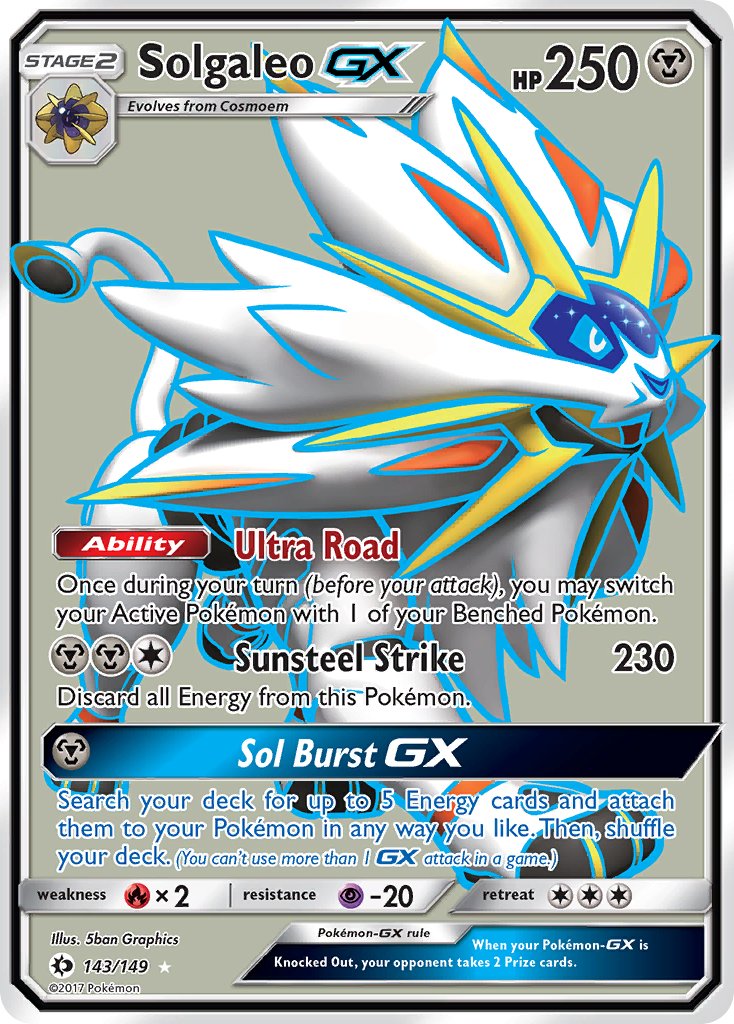 (143/149) Pokemon TCG Sun & Moon Single: Solgaleo GX Ultra Rare