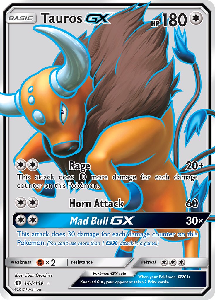 (144/149) Pokemon TCG Sun & Moon Single: Tauros GX Ultra Rare