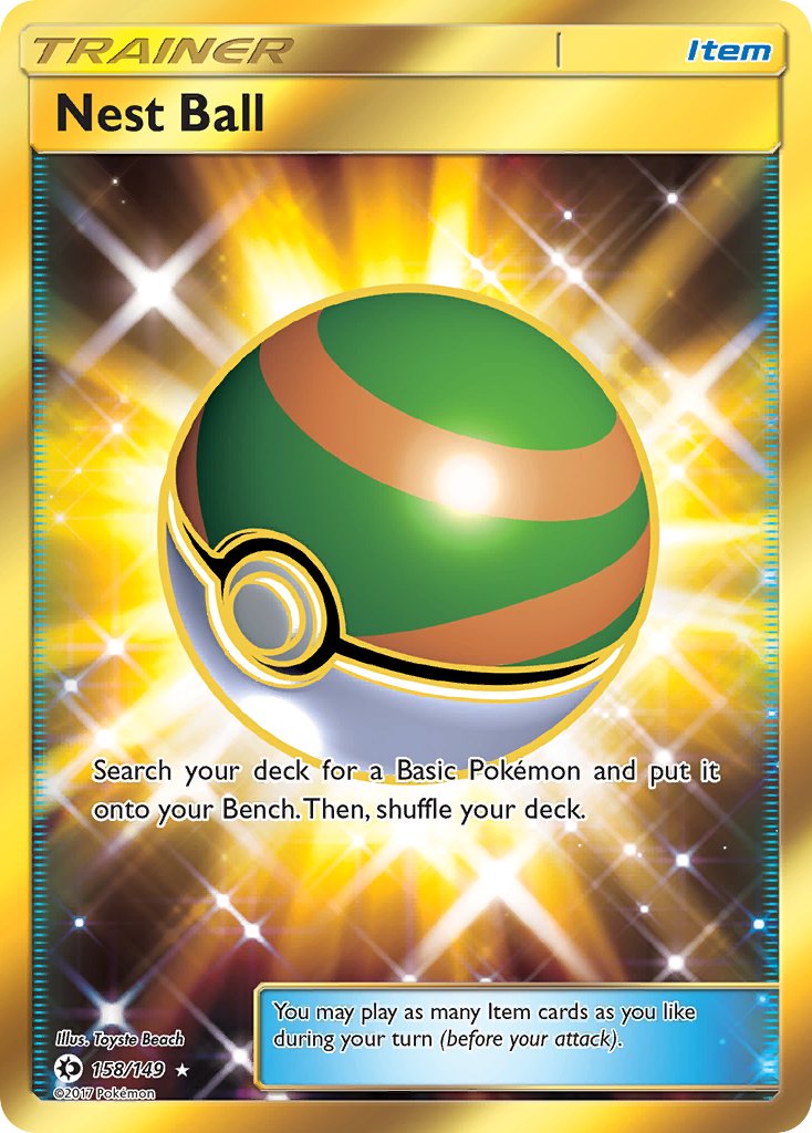 nest ball gold card pokemon 158/149) TCG Sun & Moon Single: Secret Rare – Puca Puca Games Mew & Mewtwo Pokemon Cards put it into your Magic the Gathering Rinoa Color:Brass Black