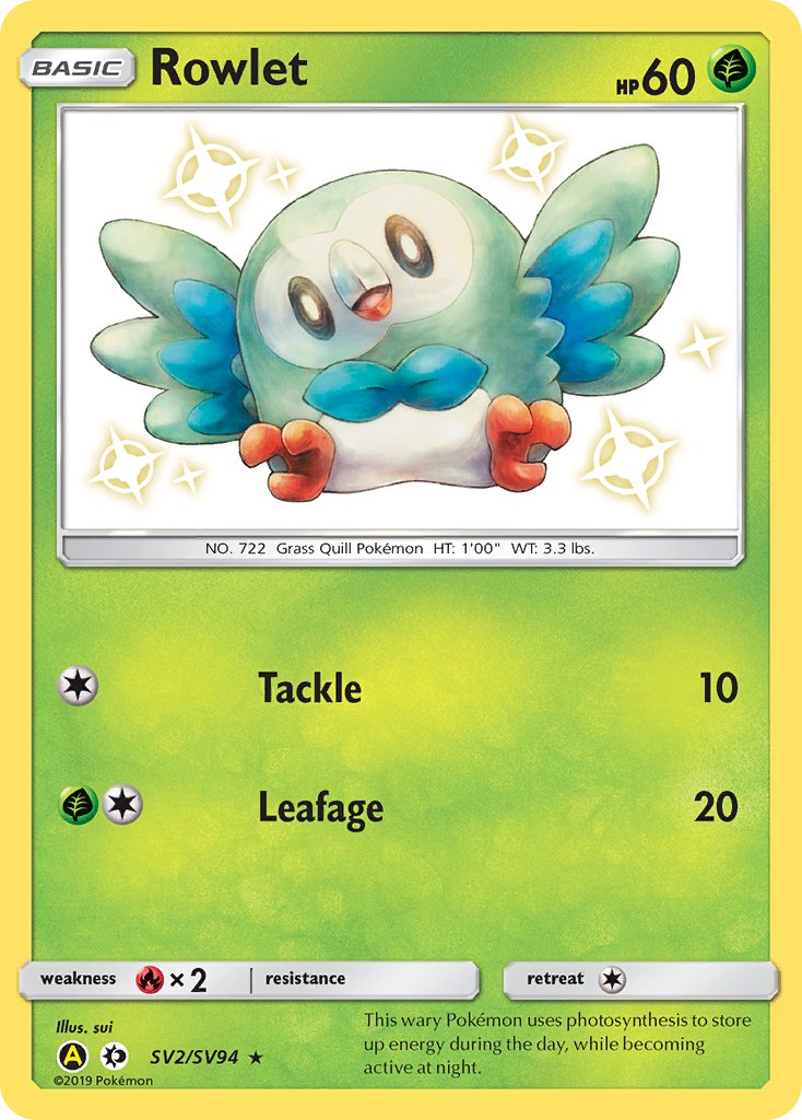 (SV002/SV094) Pokemon TCG Hidden Fates Single: Rowlet Shiny Rare