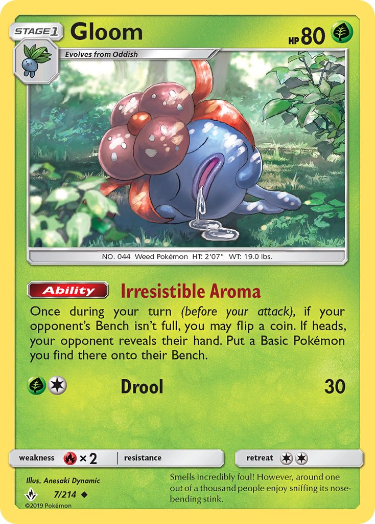 (007/214) Pokemon TCG Unbroken Bonds Single: Gloom Reverse Holo Uncommon
