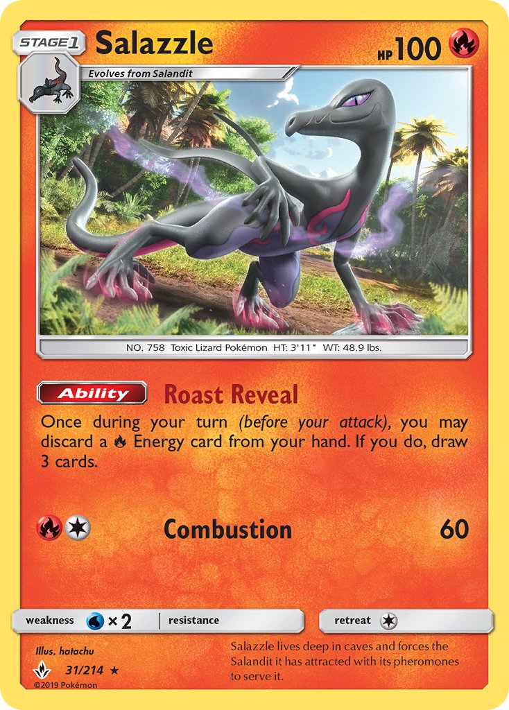 (031/214) Pokemon TCG Unbroken Bonds Single: Salazzle Reverse Holo Rare