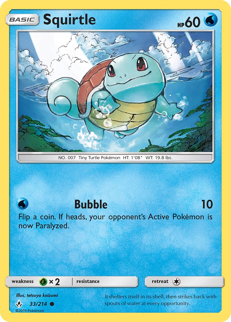 (033/214) Pokemon TCG Unbroken Bonds Single: Squirtle Reverse Holo Common