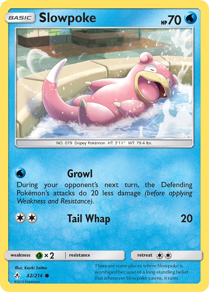 (042/214) Pokemon TCG Unbroken Bonds Single: Slowpoke Reverse Holo Common