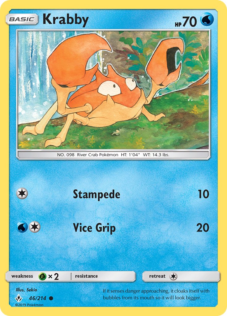 (046/214) Pokemon TCG Unbroken Bonds Single: Krabby Reverse Holo Common