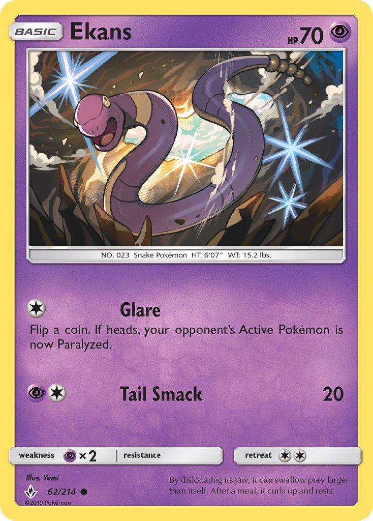 (062/214) Pokemon TCG Unbroken Bonds Single: Ekans Reverse Holo Common