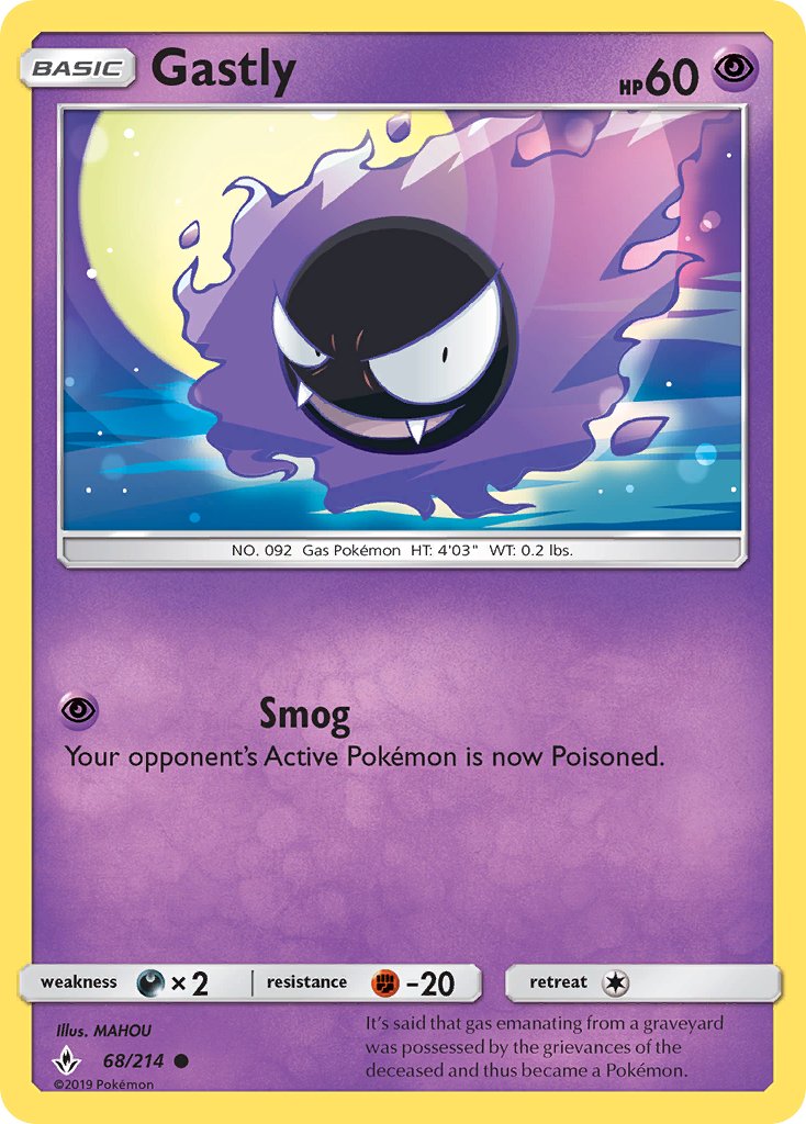(068/214) Pokemon TCG Unbroken Bonds Single: Gastly Reverse Holo Common