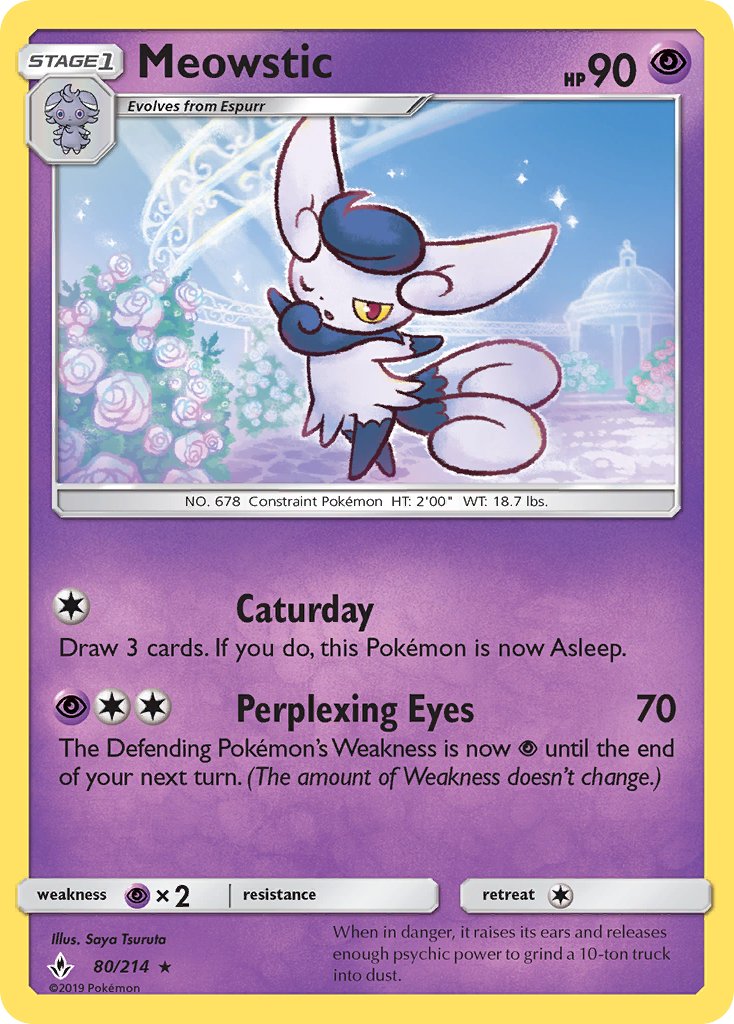 (080/214) Pokemon TCG Unbroken Bonds Single: Meowstic Reverse Holo Rare