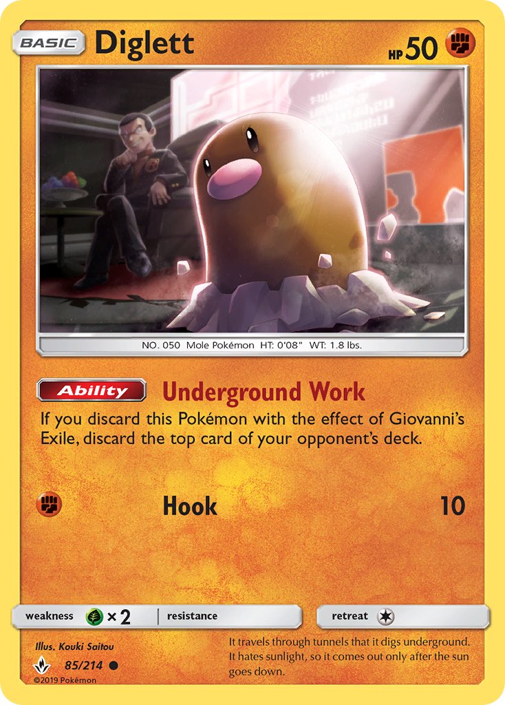 (085/214) Pokemon TCG Unbroken Bonds Single: Diglett Reverse Holo Common