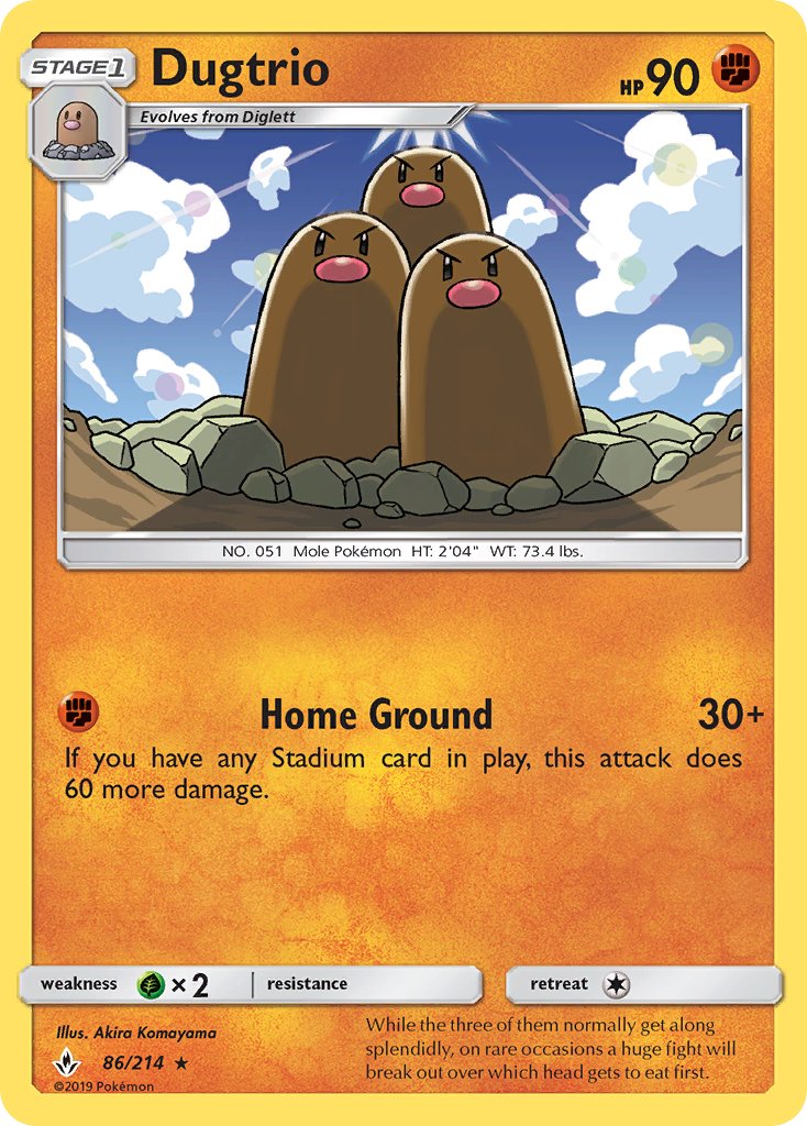 (086/214) Pokemon TCG Unbroken Bonds Single: Dugtrio Reverse Holo Rare