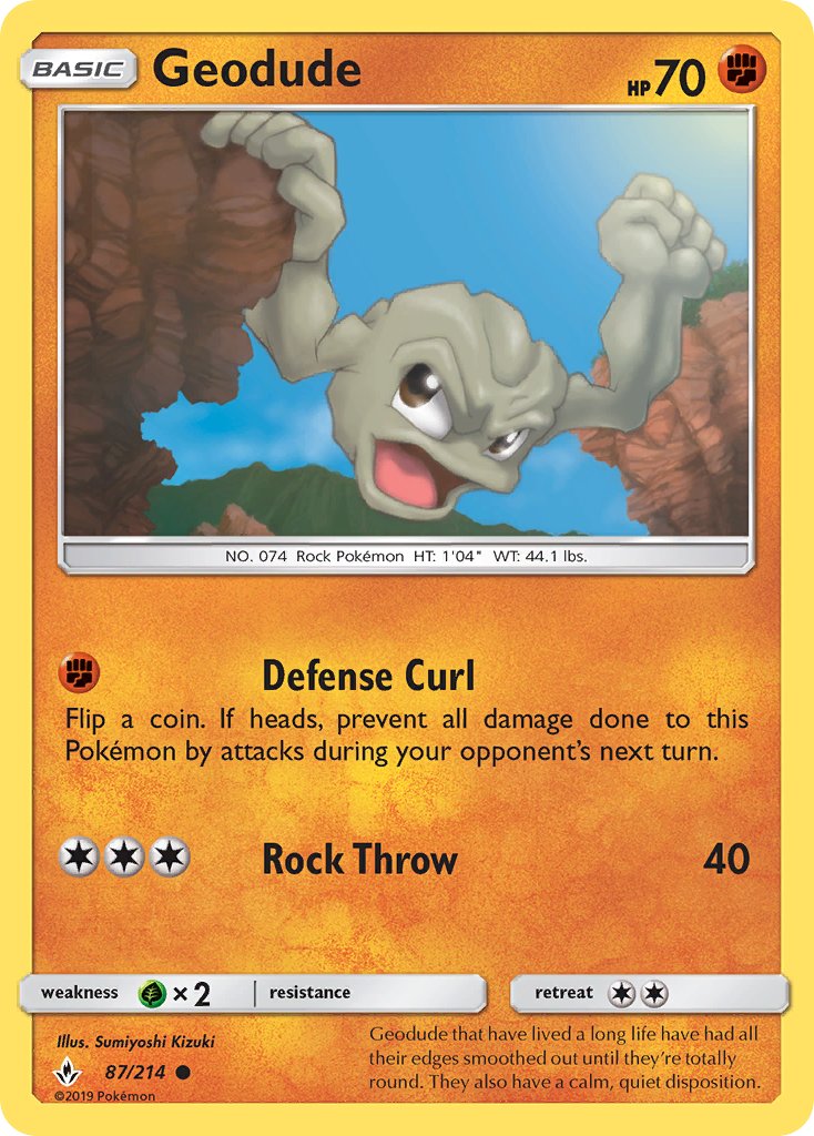 (087/214) Pokemon TCG Unbroken Bonds Single: Geodude Reverse Holo Common