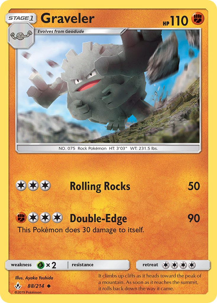 (088/214) Pokemon TCG Unbroken Bonds Single: Graveler Reverse Holo Uncommon