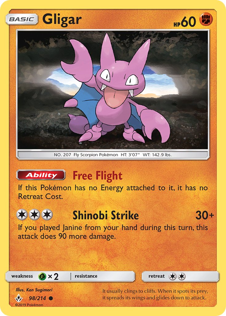 (098/214) Pokemon TCG Unbroken Bonds Single: Gligar Reverse Holo Common
