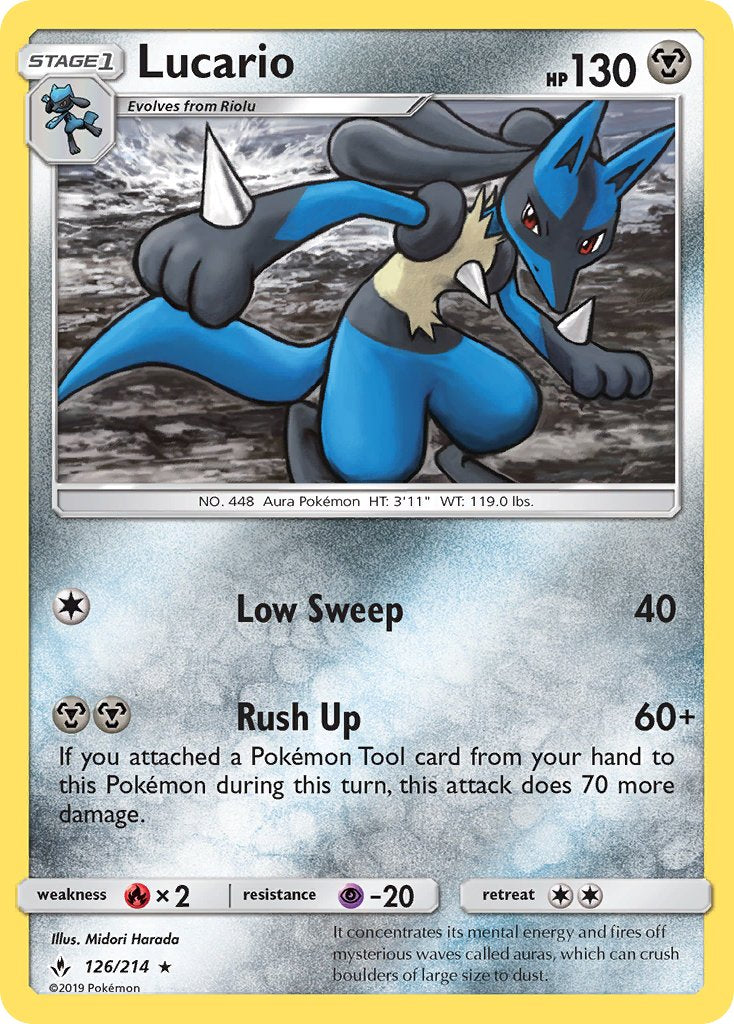 (126/214) Pokemon TCG Unbroken Bonds Single: Lucario Reverse Holo Holo Rare