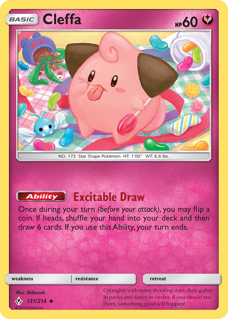 (131/214) Pokemon TCG Unbroken Bonds Single: Cleffa Reverse Holo Uncommon