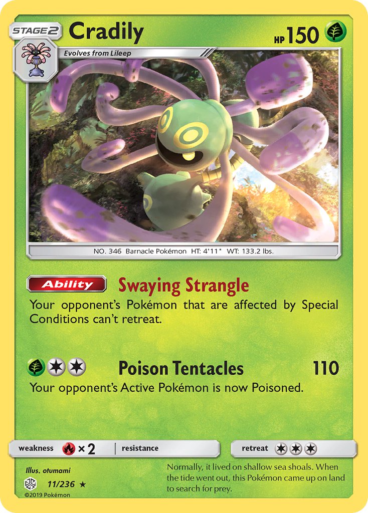 (011/236) Pokemon TCG Cosmic Eclipse Single: Cradily Reverse Holo Rare