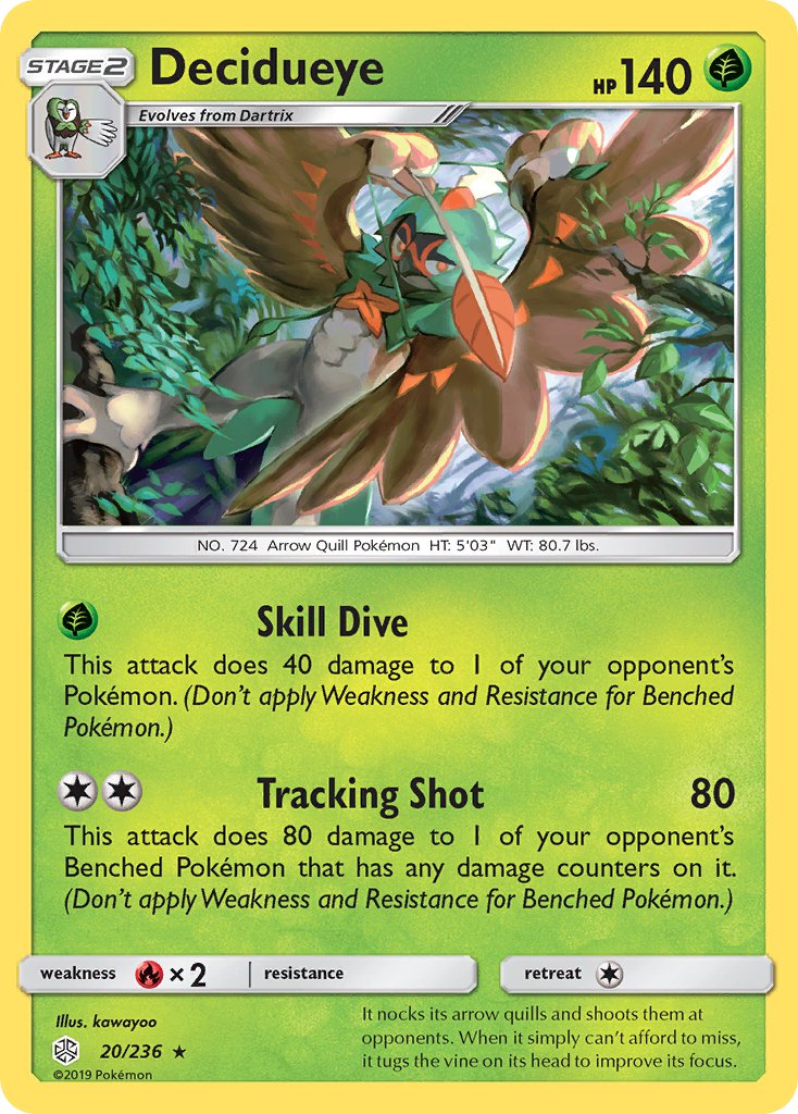 (020/236) Pokemon TCG Cosmic Eclipse Single: Decidueye Reverse Holo Holo Rare